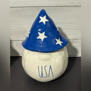 Rae Dunn Blue USA Gnome Candle